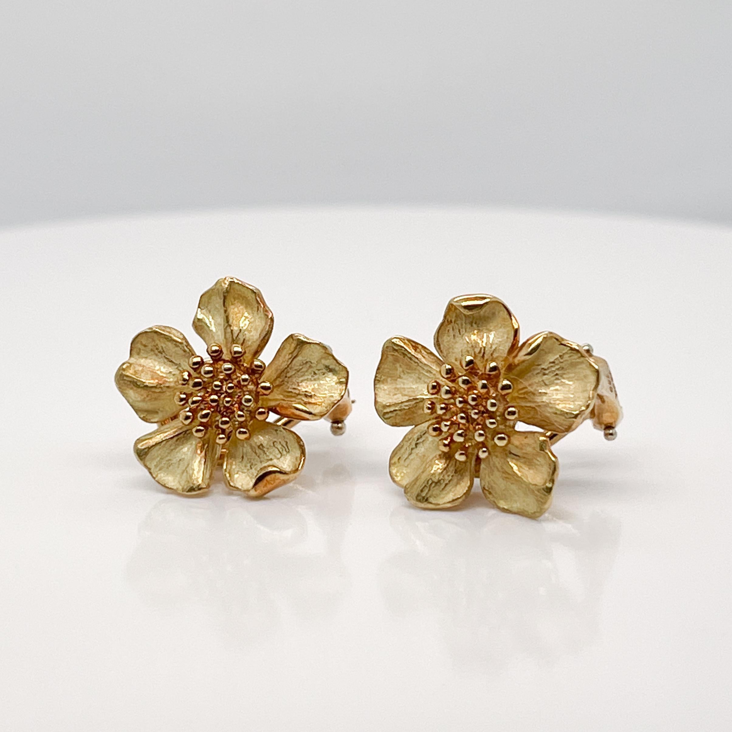 Vintage Tiffany and Co. 18K Gold Dogwood Flower Earrings at 1stDibs ...