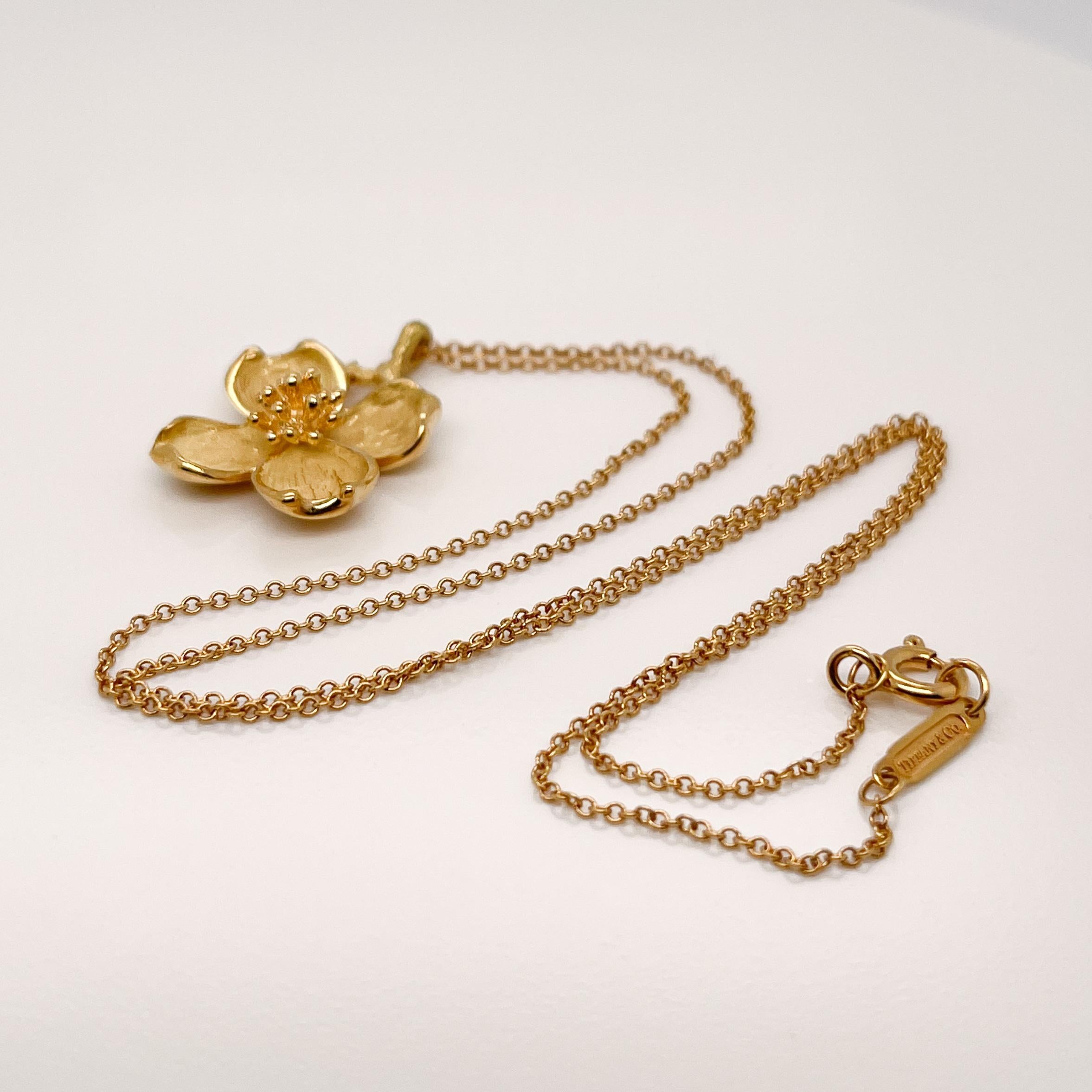 tiffany gold flower necklace