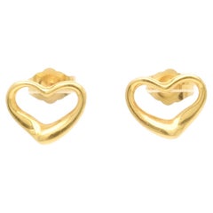 Vintage Tiffany & Co. 18K Gold Elsa Peretti Open Heart Stud Earrings