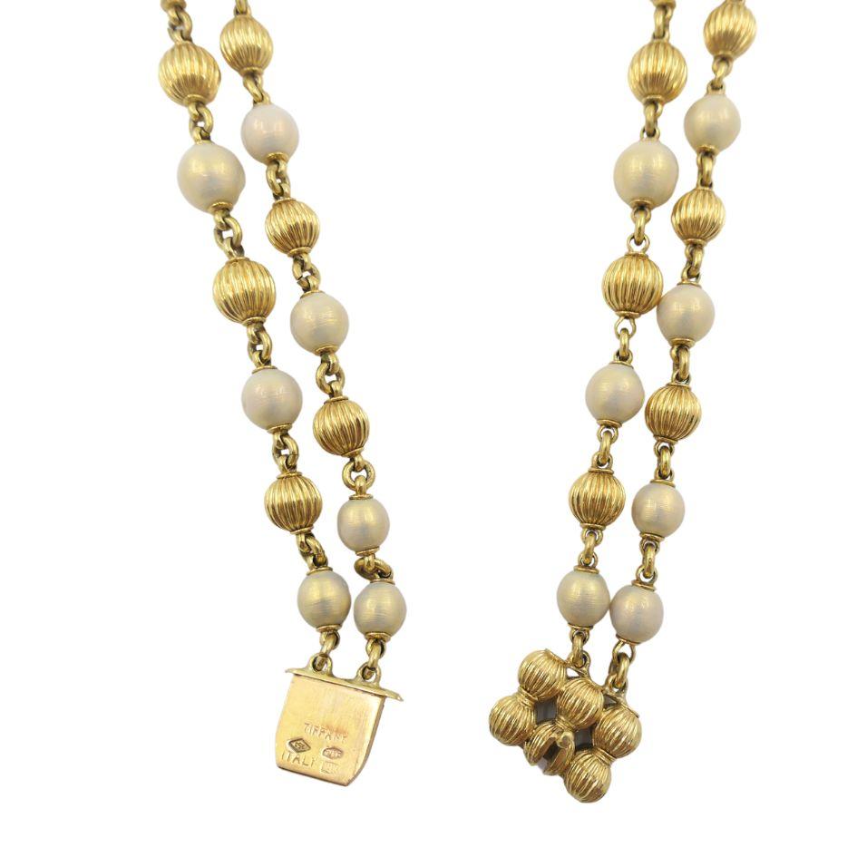 Vintage Tiffany & Co. Collana con perline e smalto d'oro 18k in vendita 8