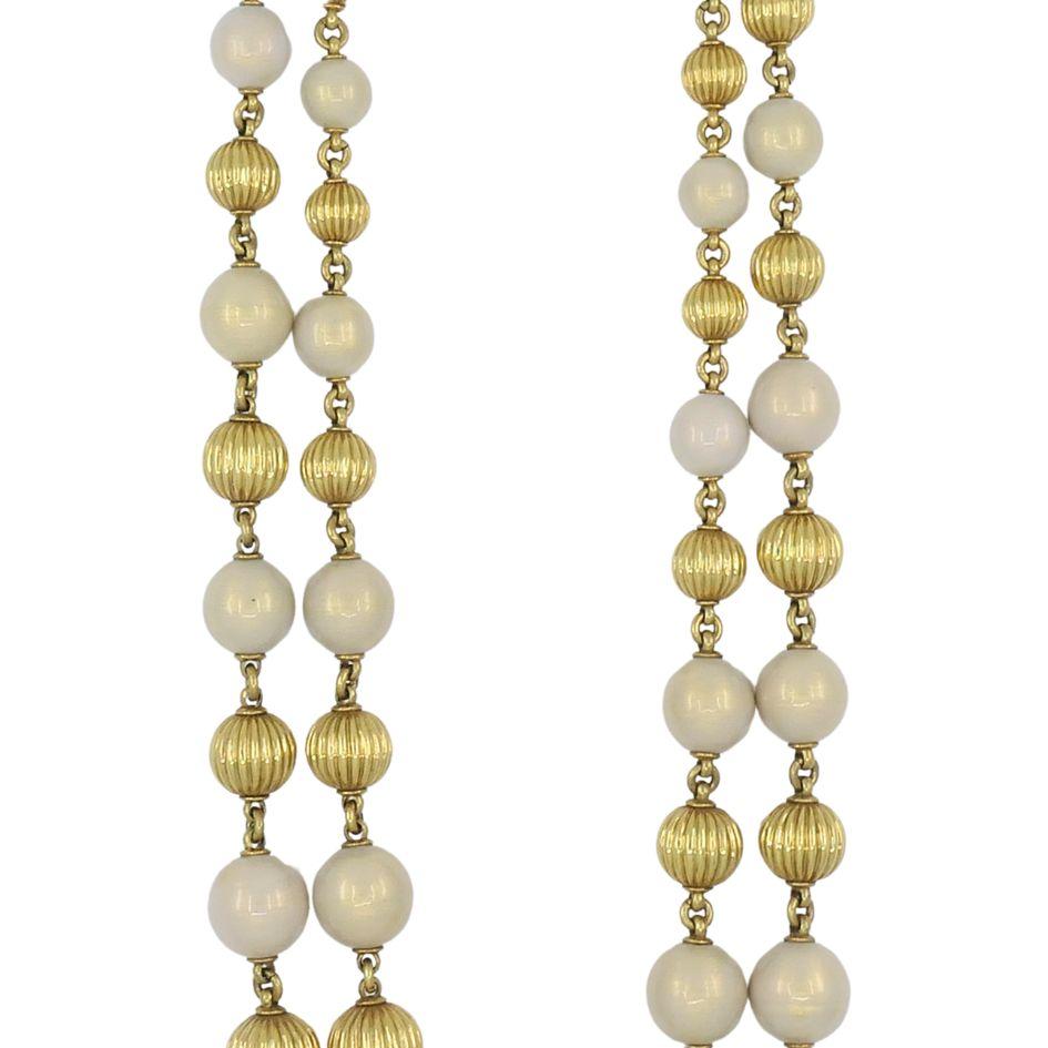 Vintage Tiffany & Co. Collana con perline e smalto d'oro 18k in vendita 1
