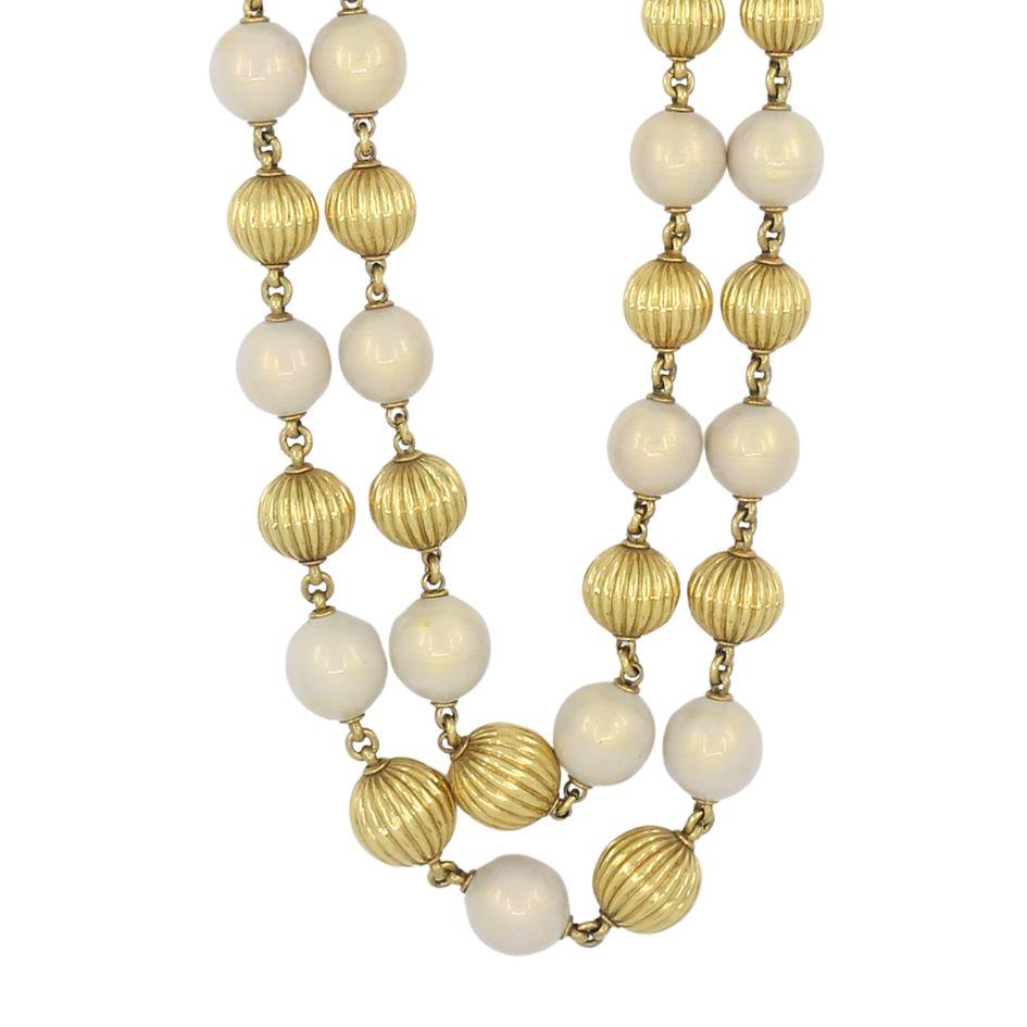 Vintage Tiffany & Co. Collana con perline e smalto d'oro 18k in vendita 2