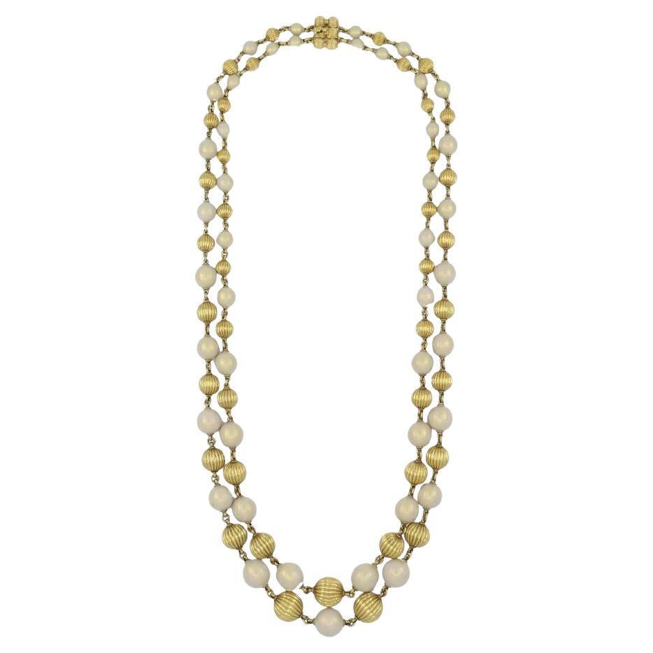 Vintage Tiffany & Co. Collana con perline e smalto d'oro 18k in vendita