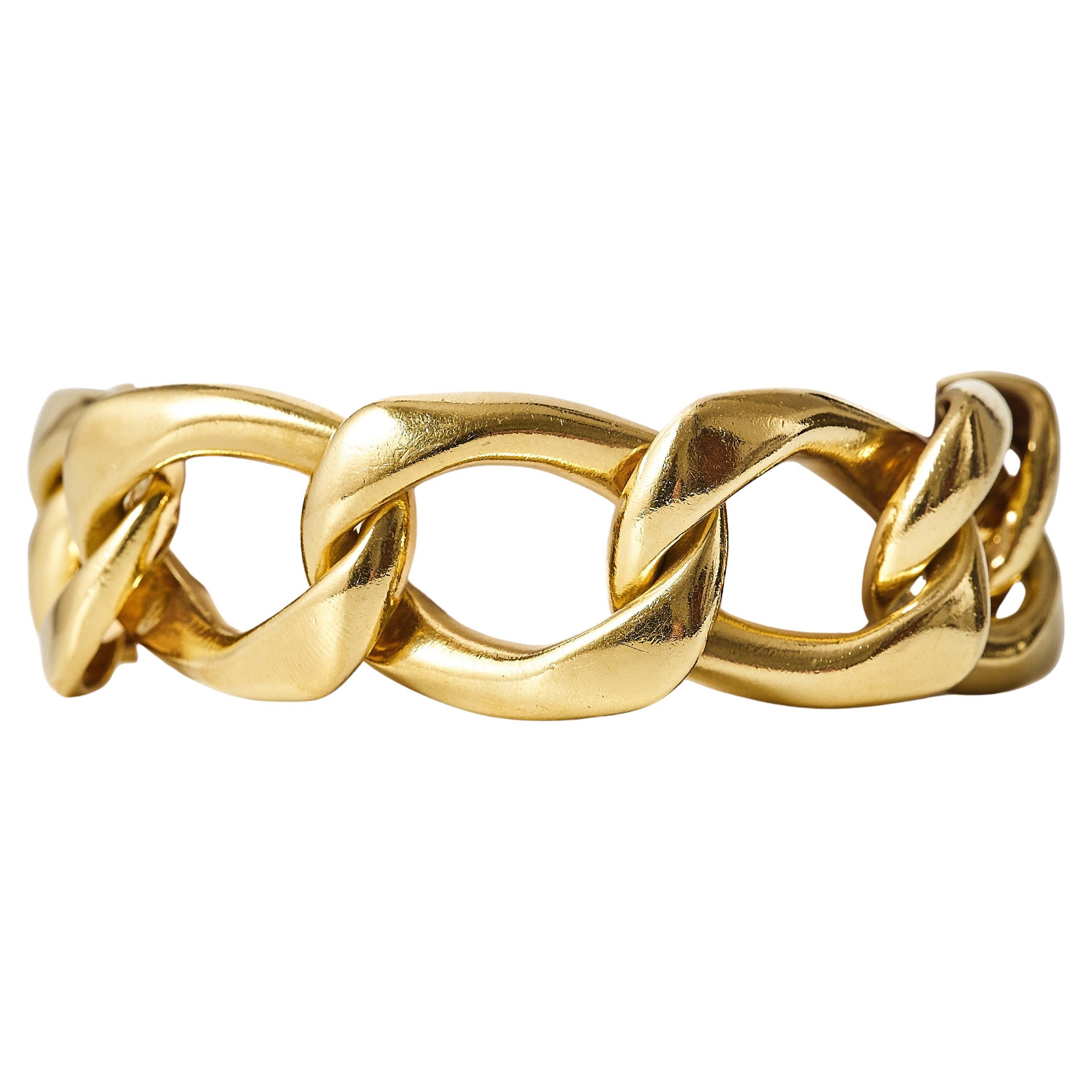 Tiffany & Co. Vintage Flat Curb Gold Link Bracelet, c. 1980.
