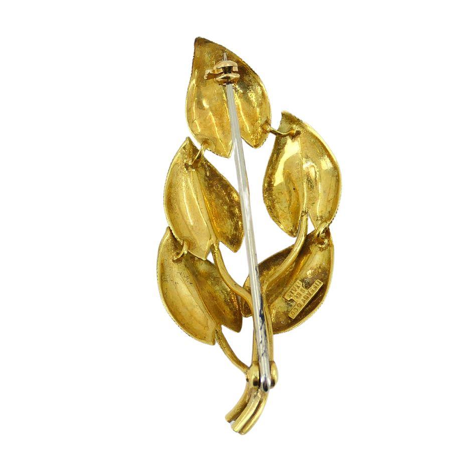 Vintage Tiffany & Co. 18k Gold Italian Leaf Pin Brooch In Good Condition In Beverly Hills, CA