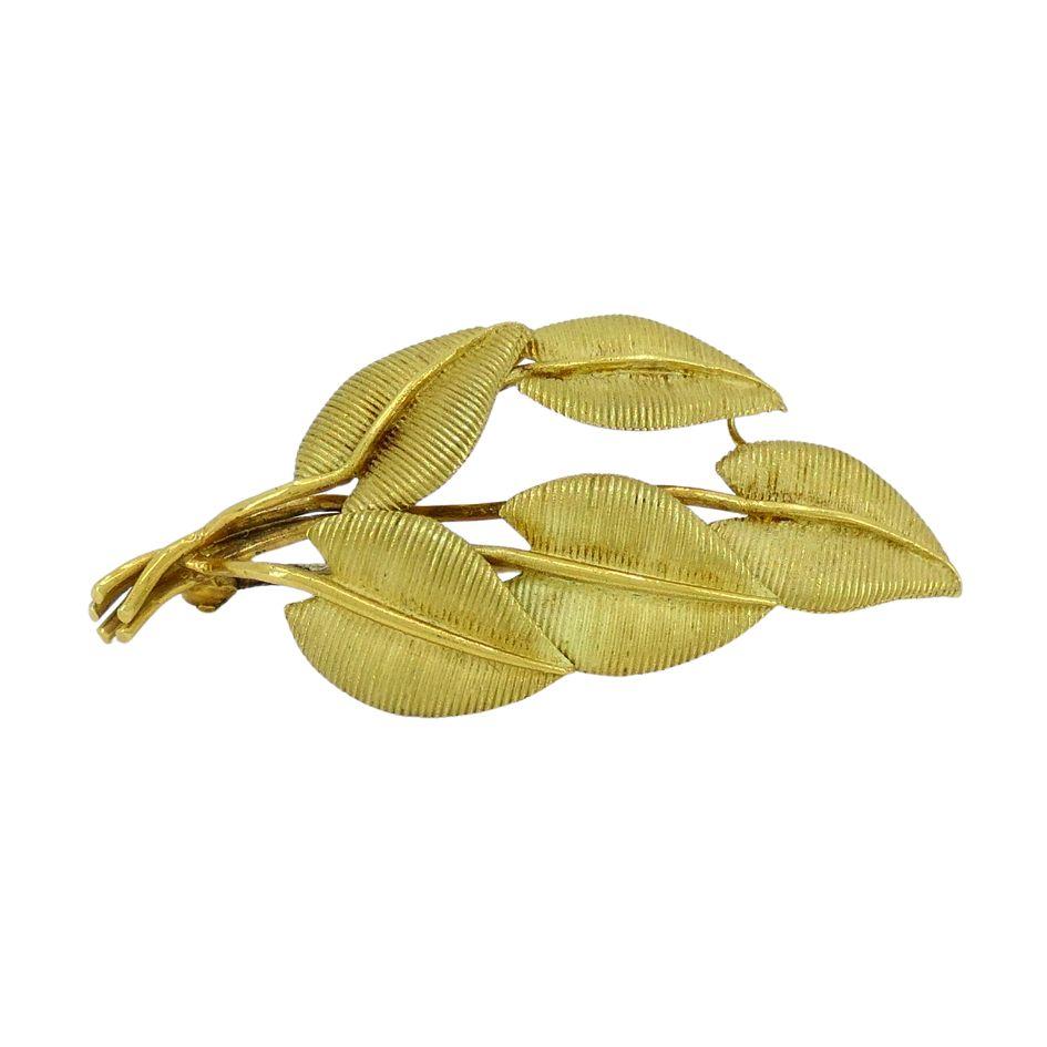 Vintage Tiffany & Co. 18k Gold Italian Leaf Pin Brooch 1