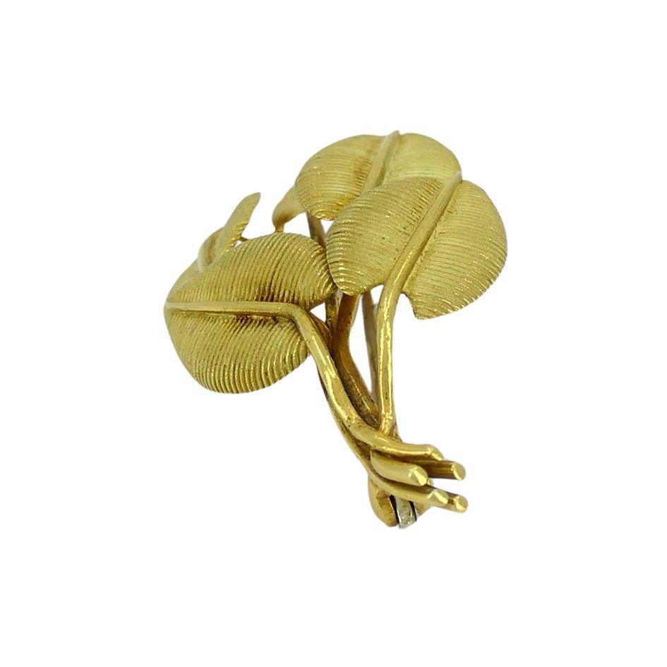 Vintage Tiffany & Co. 18k Gold Italian Leaf Pin Brooch 4