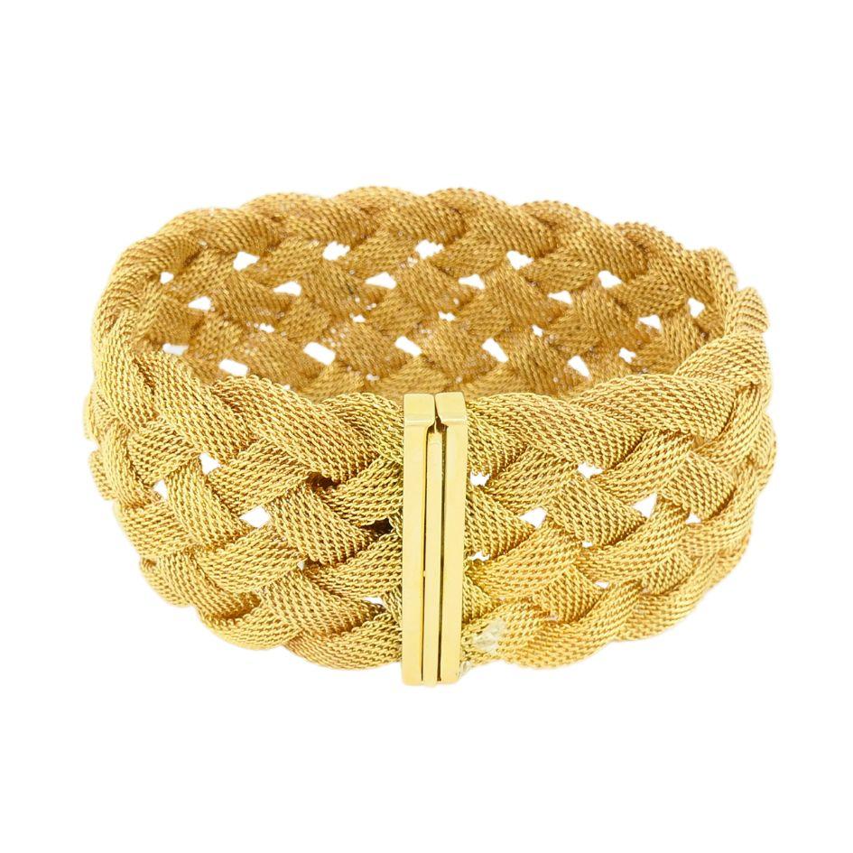 18 Karat Gold gewebtes, geflochtenes Mesh-Armband von Tiffany & Co., Vintage Damen