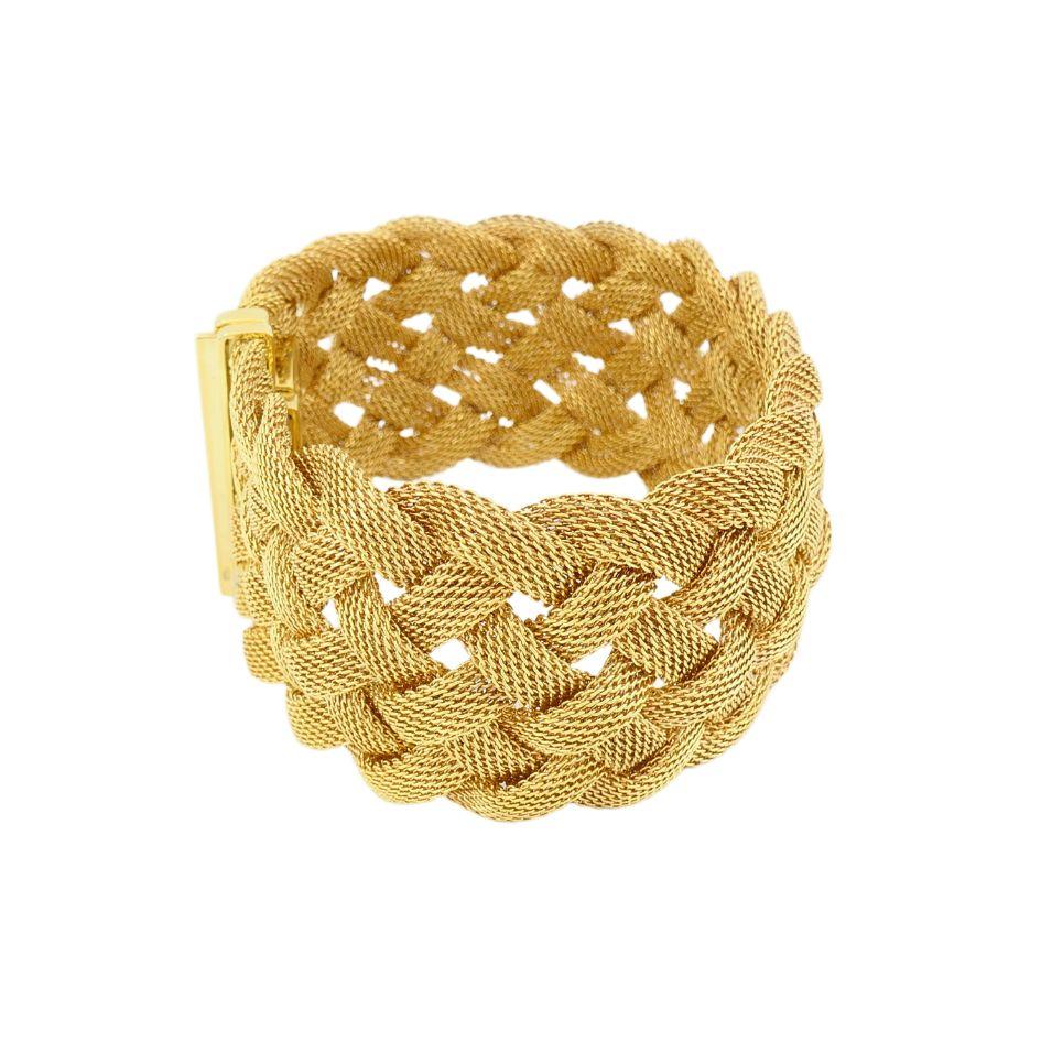18 Karat Gold gewebtes, geflochtenes Mesh-Armband von Tiffany & Co., Vintage 1