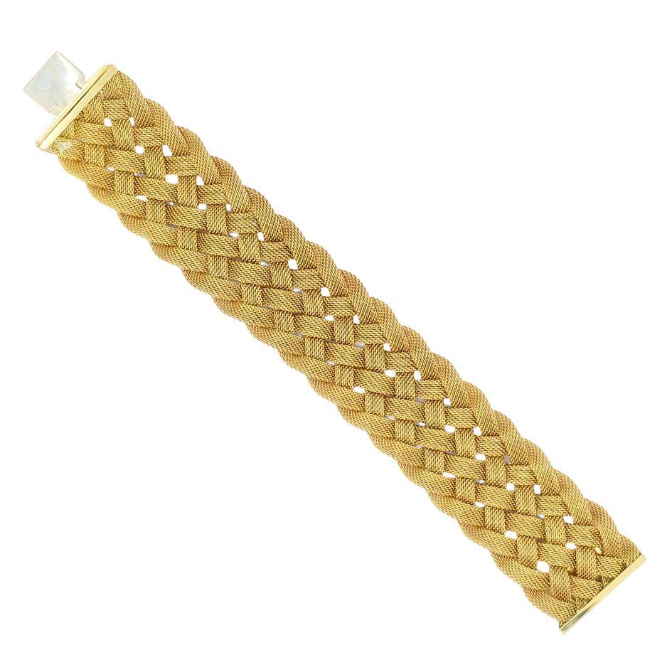 18 Karat Gold gewebtes, geflochtenes Mesh-Armband von Tiffany & Co., Vintage 2