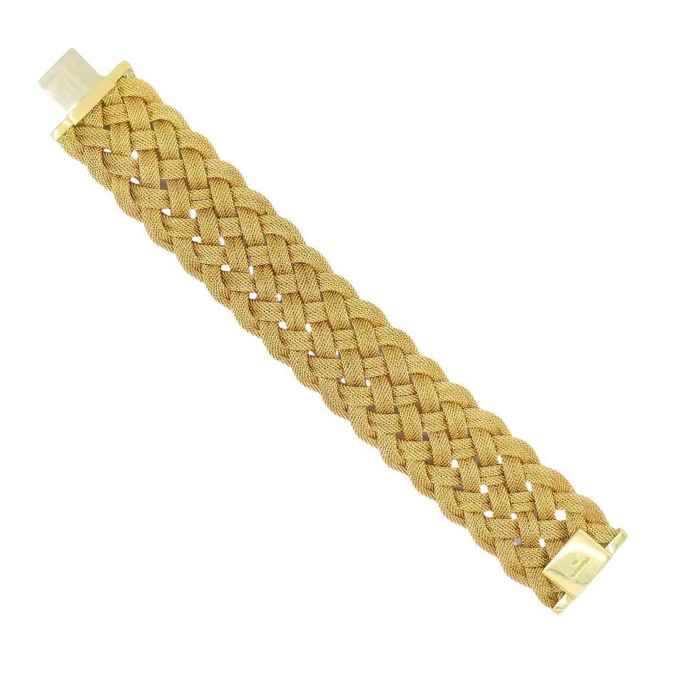 18 Karat Gold gewebtes, geflochtenes Mesh-Armband von Tiffany & Co., Vintage 3