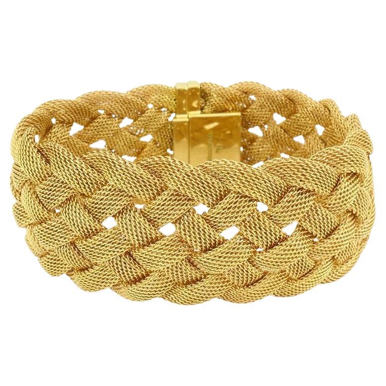 18 Karat Gold gewebtes, geflochtenes Mesh-Armband von Tiffany & Co., Vintage