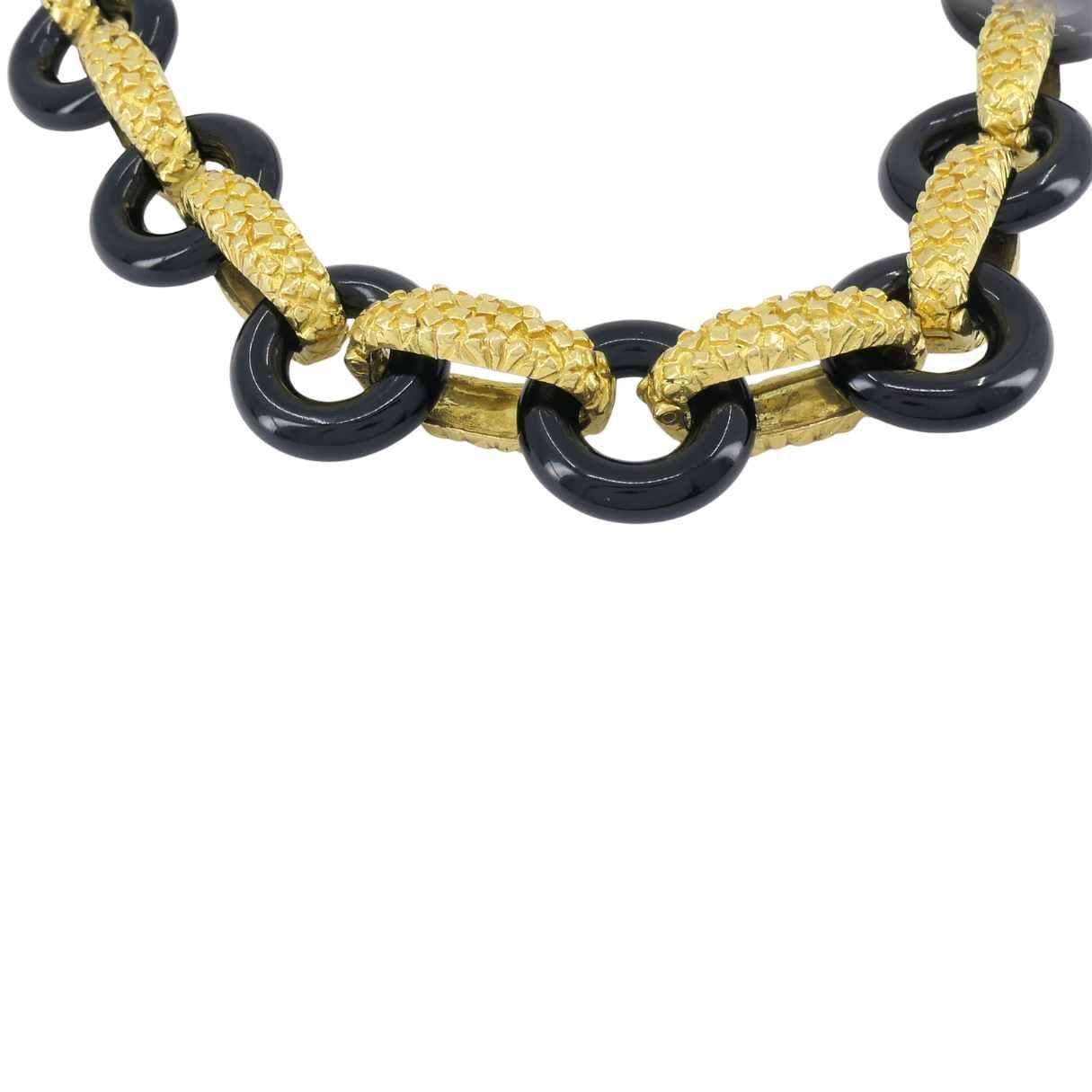 Vintage Tiffany & Co. 18k Gold Onyx Necklace en Bueno estado para la venta en Beverly Hills, CA
