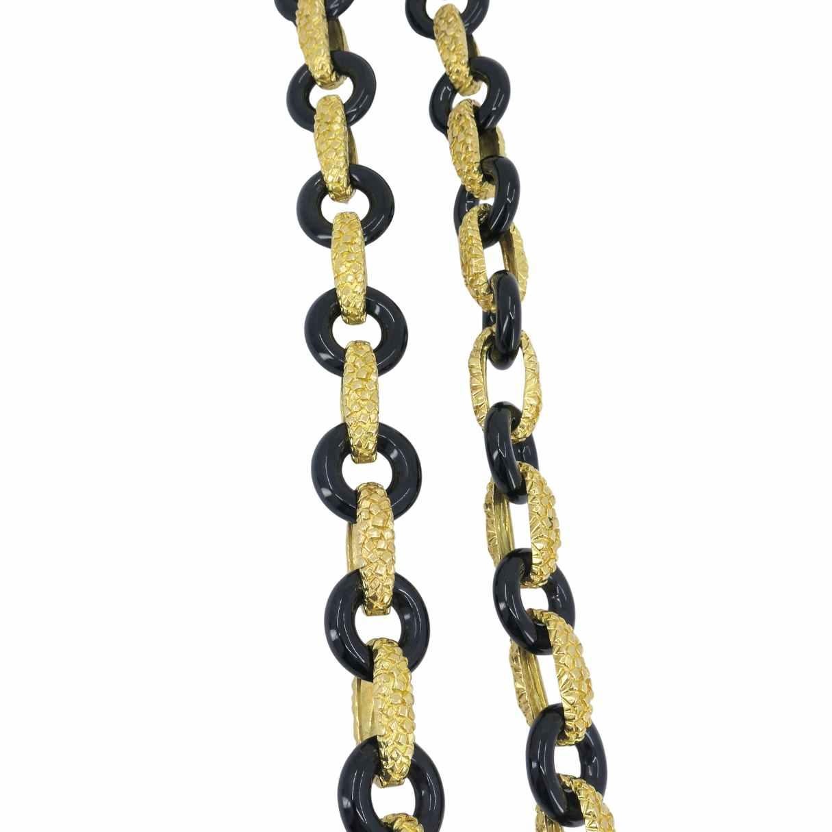 Vintage Tiffany & Co. 18k Gold Onyx Necklace en venta 2