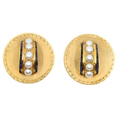 Vintage Tiffany & Co. 18K Gold Sapphire Pearl Earrings