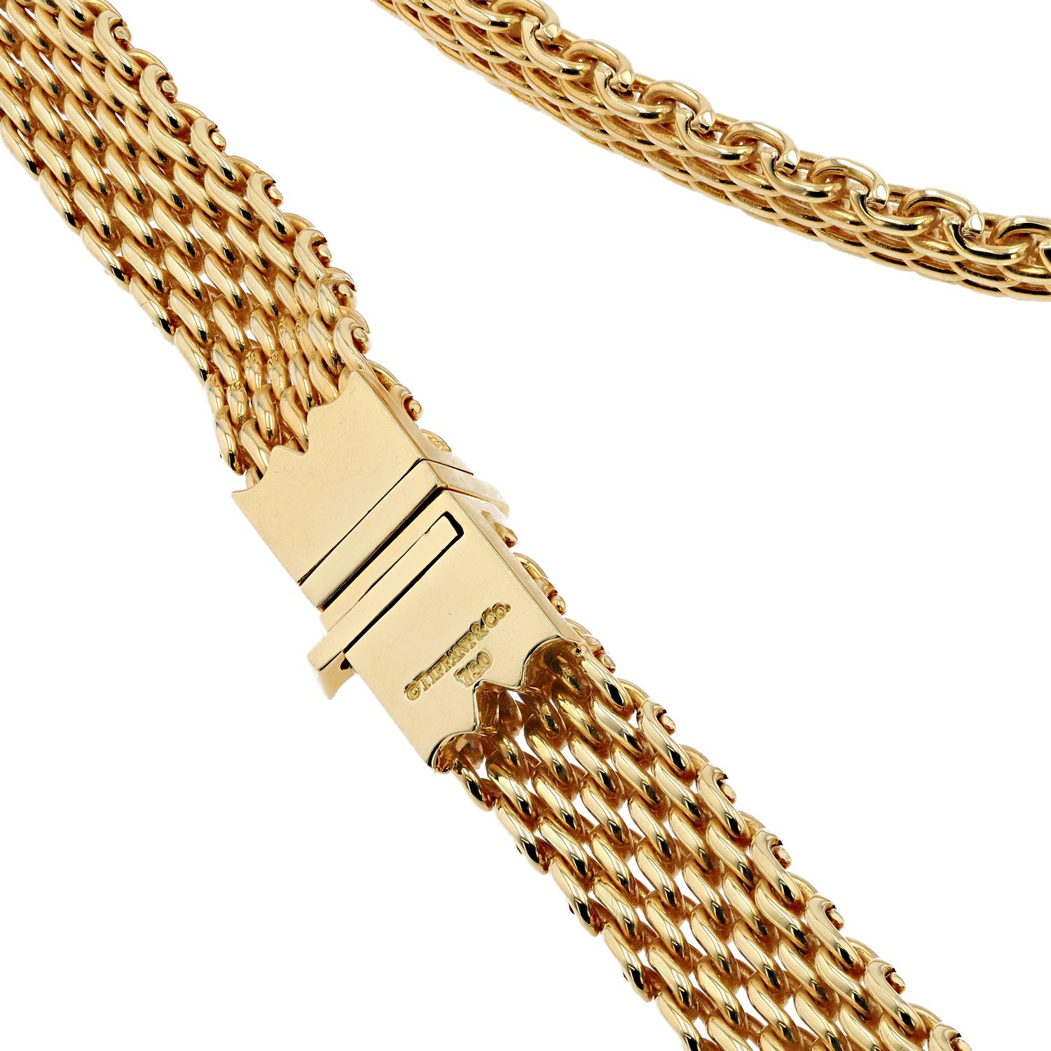 Vintage Tiffany & Co 18k Gold Somerset Mesh Necklace In Good Condition For Sale In Santa Barbara, CA