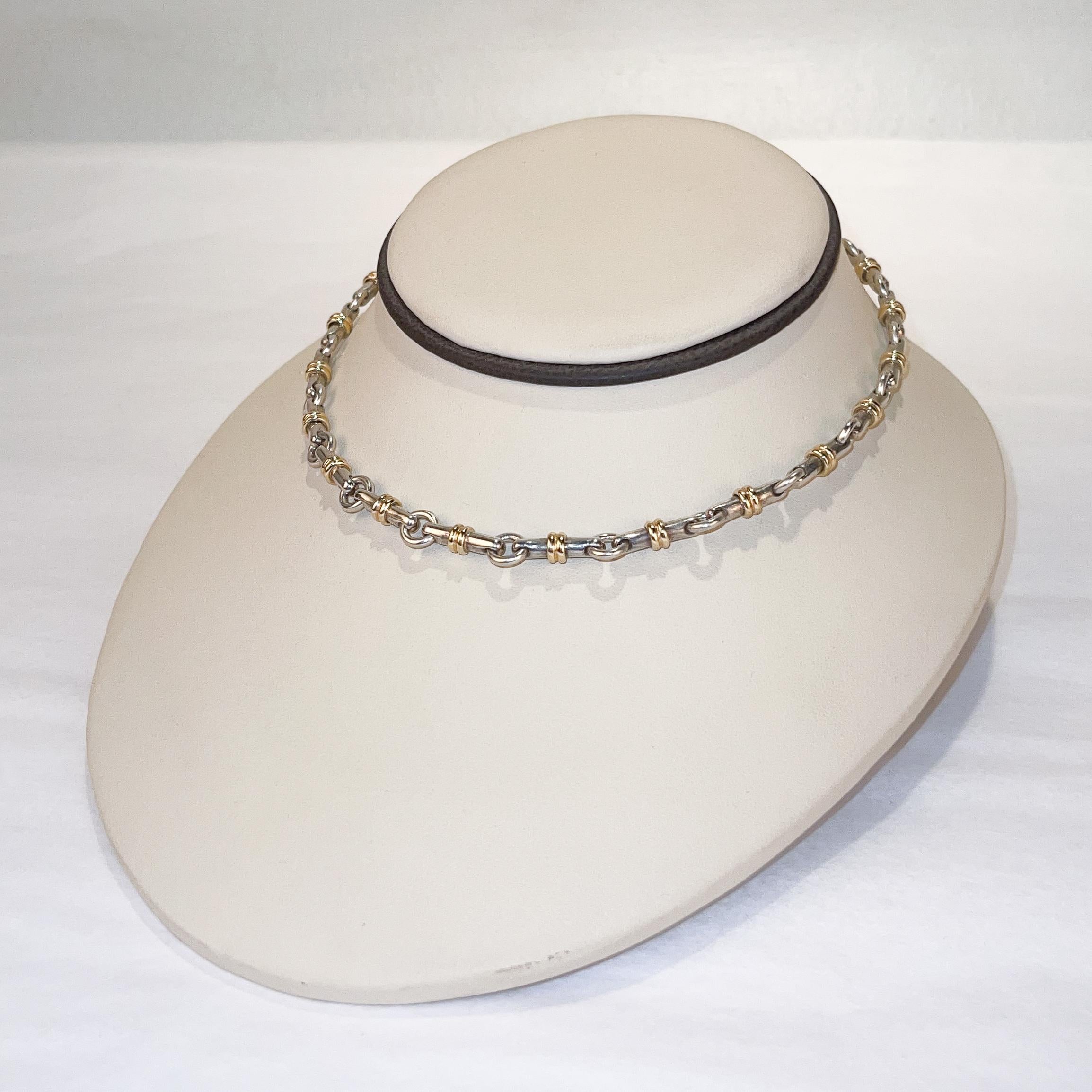 Vintage Tiffany & Co. 18K Gold & Sterling Silver Bar Link Choker Necklace 2