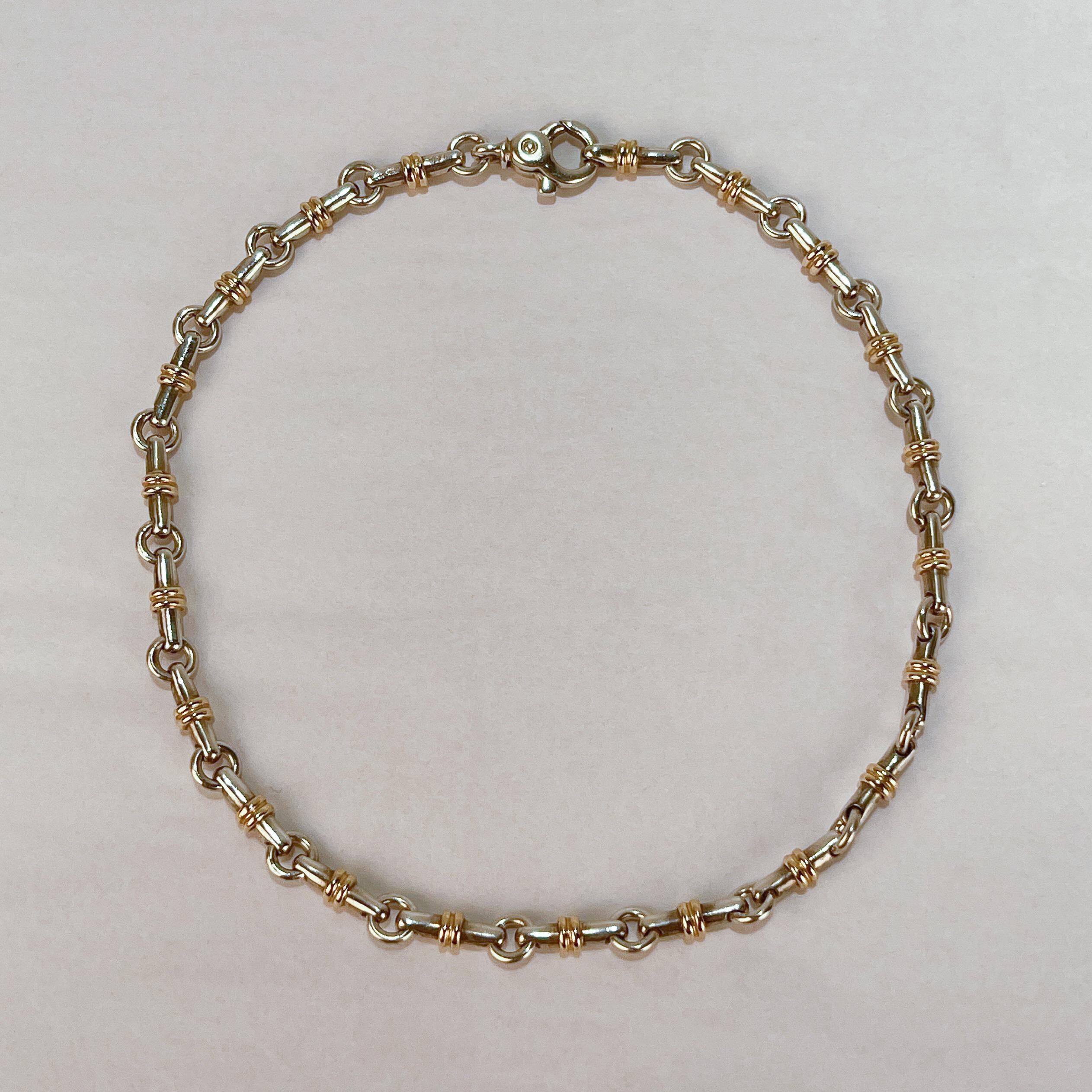 Vintage Tiffany & Co. 18K Gold & Sterling Silver Bar Link Choker Necklace 3
