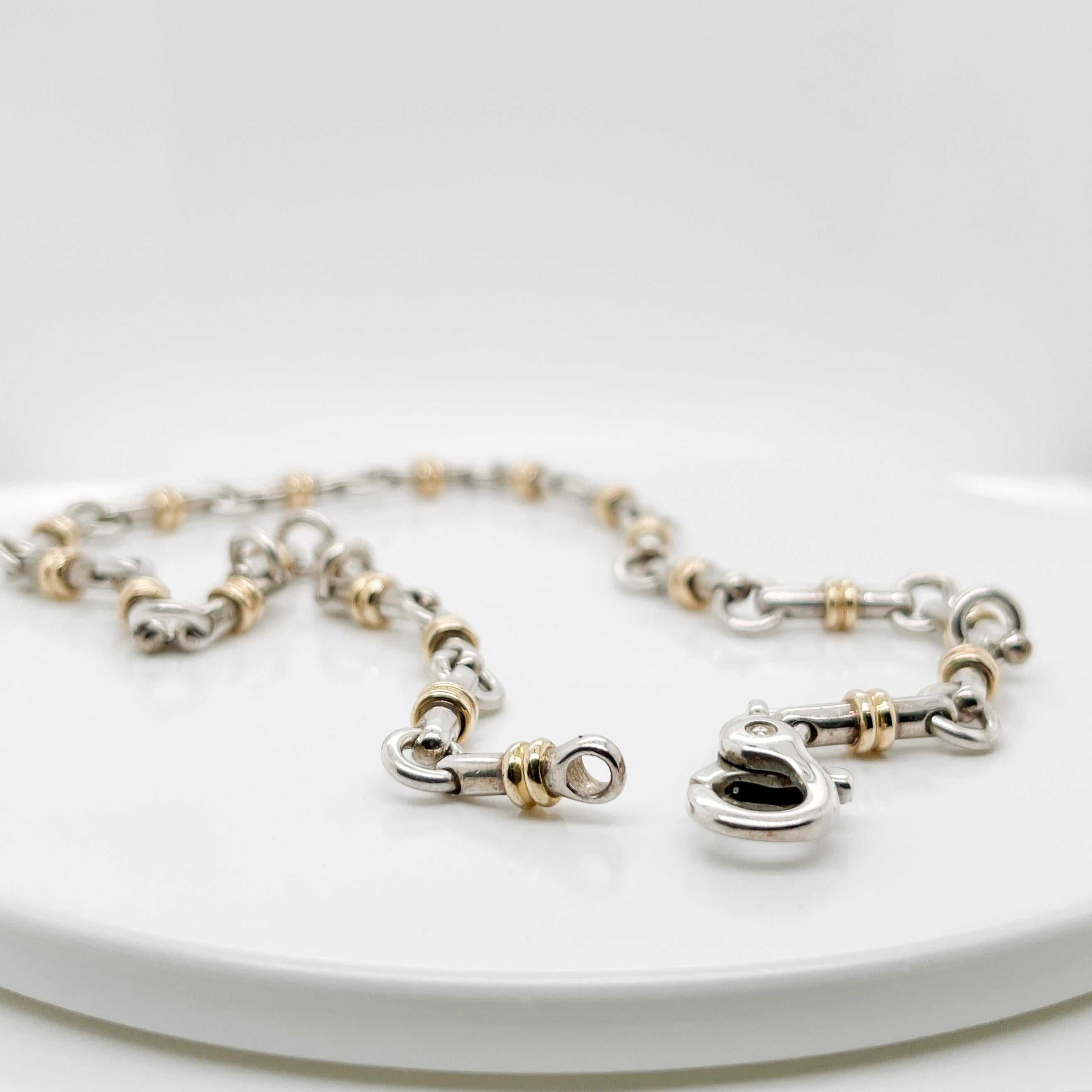 Retro Vintage Tiffany & Co. 18K Gold & Sterling Silver Bar Link Choker Necklace