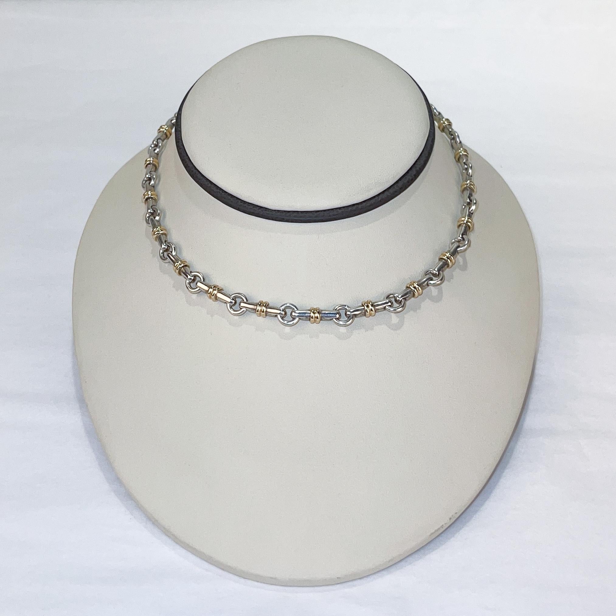 Vintage Tiffany & Co. 18K Gold & Sterling Silver Bar Link Choker Necklace 1