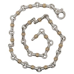 Vintage Tiffany & Co. 18K Gold & Sterling Silver Bar Link Choker Necklace