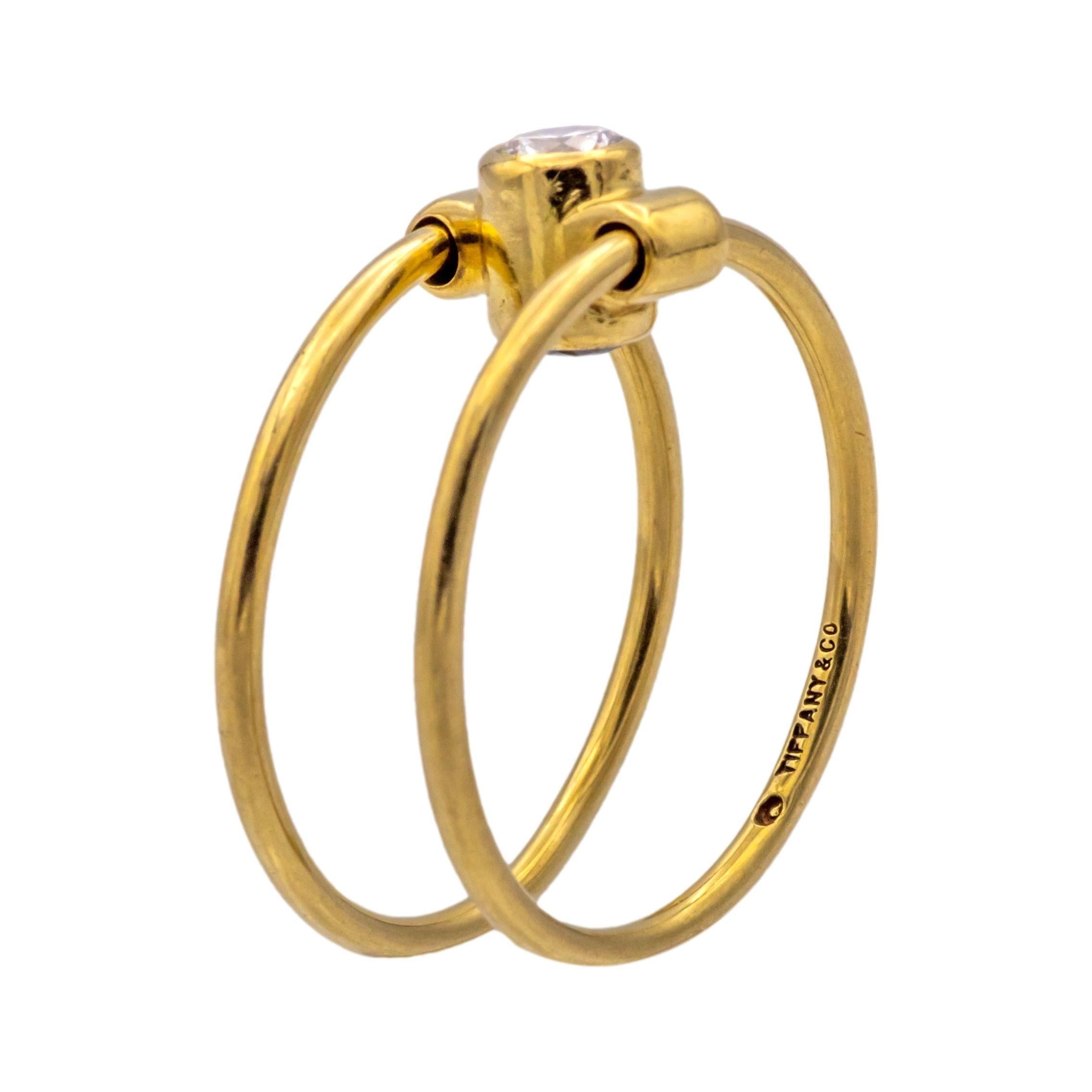 Contemporary Vintage Tiffany & Co. 18K Reversible Elsa Peretti Ring Diamond Sapphire Size 6.5