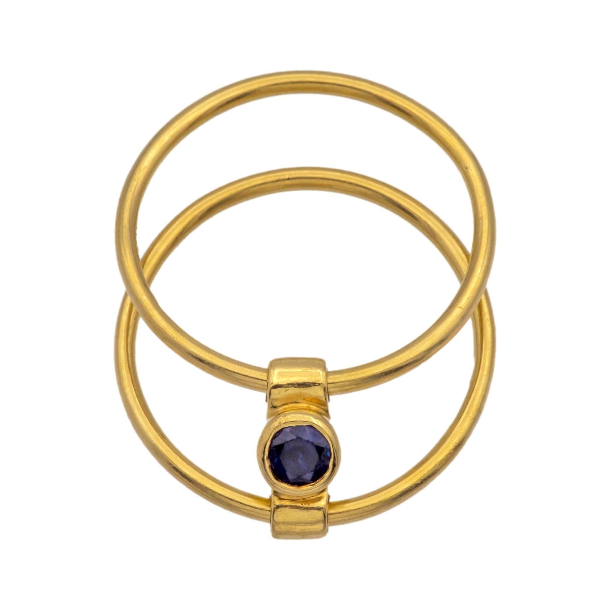 Vintage Tiffany & Co. 18K Reversible Elsa Peretti Ring Diamond Sapphire Size 6.5 In Good Condition In New York, NY