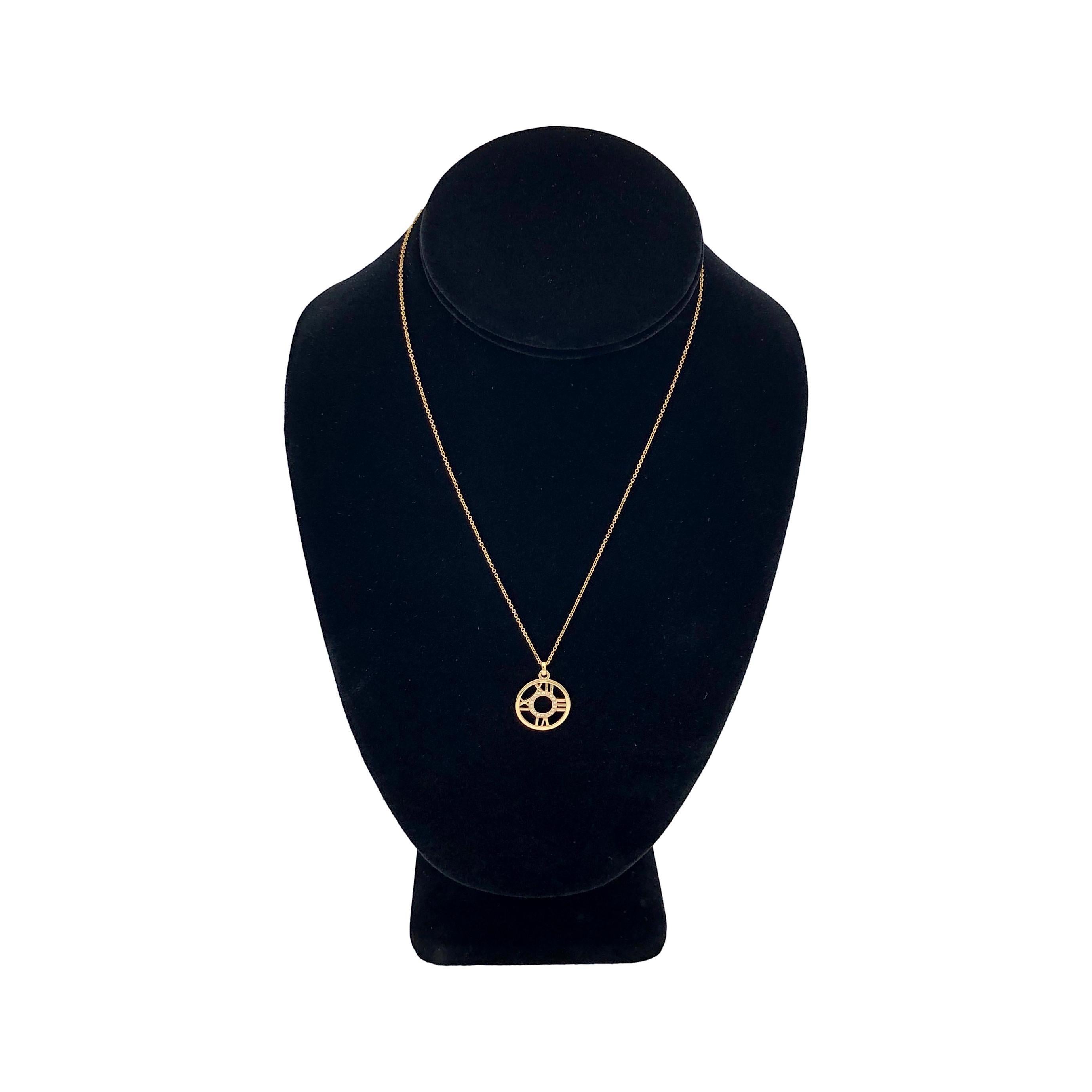 Contemporary Vintage Tiffany & Co. 18K Rose Gold Atlas Diamond Pendant Necklace 16