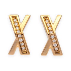 Vintage Tiffany & Co. 18K Rose Gold Atlas X Diamond Stud Earrings