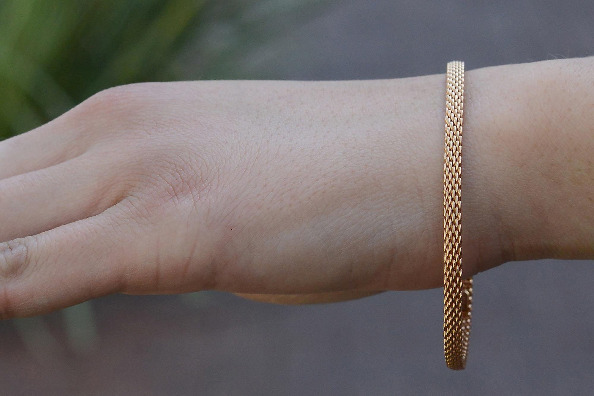 Contemporary Vintage Tiffany & Co. 18k Rose Gold Somerset Mesh Bangle For Sale