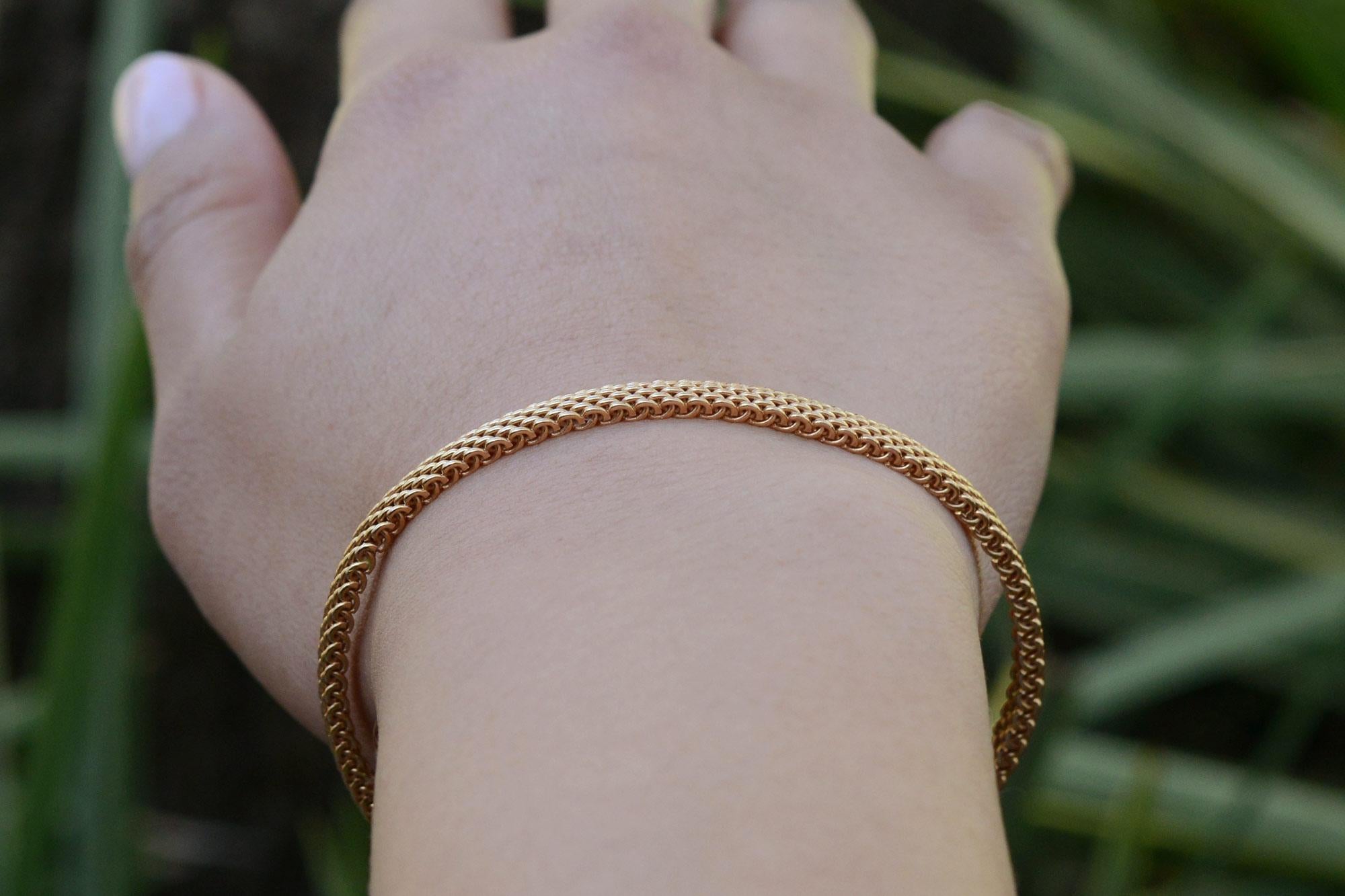 Vintage Tiffany & Co. 18k Rose Gold Somerset Mesh Bangle In Fair Condition For Sale In Santa Barbara, CA