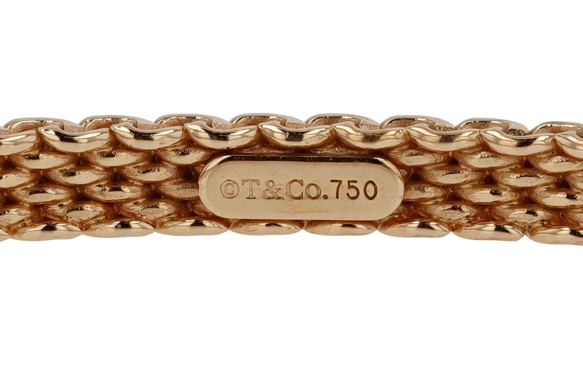 Women's or Men's Vintage Tiffany & Co. 18k Rose Gold Somerset Mesh Bangle For Sale