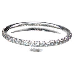 Vintage Tiffany & Co 18K White Gold Diamond Eternity Ring Sz 6.25 1.1g + Pouch