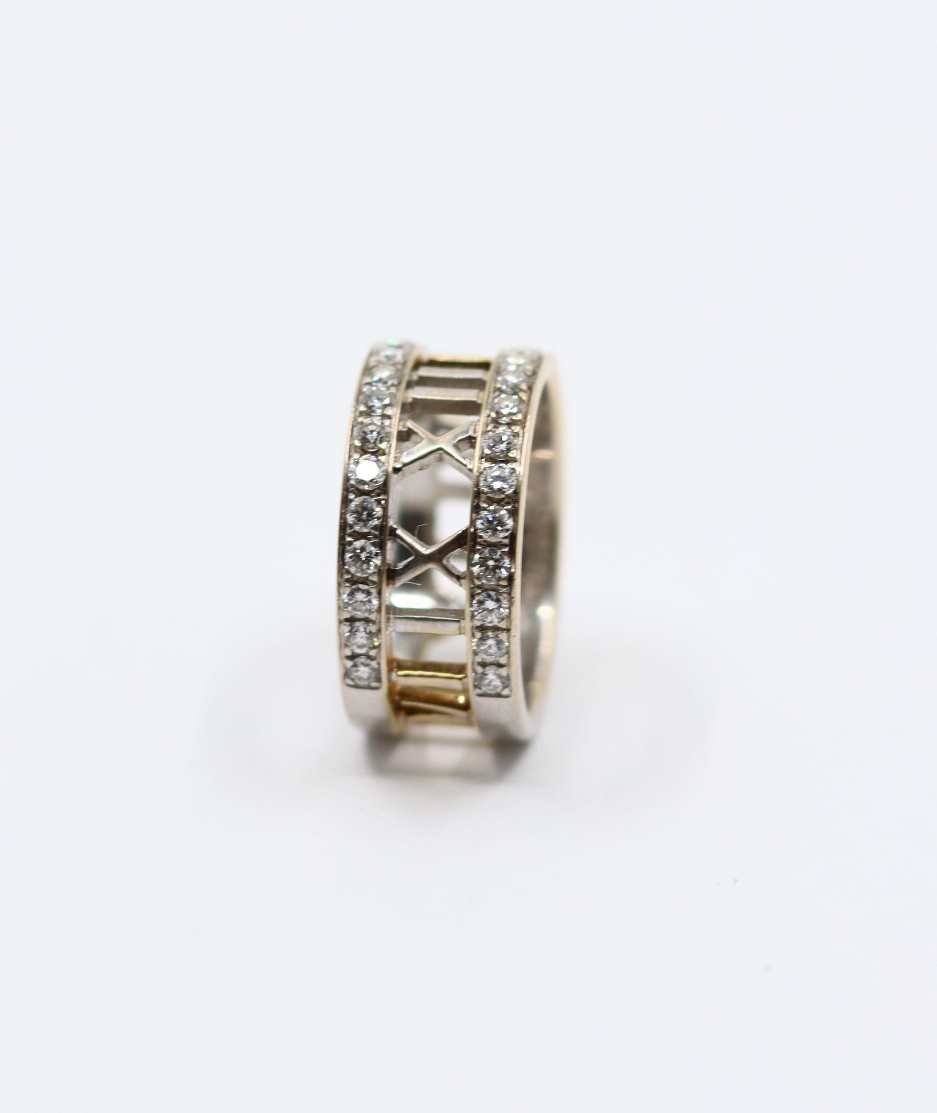 Women's Vintage Tiffany & Co 18K White Gold Diamonds Open Atlas Ring For Sale