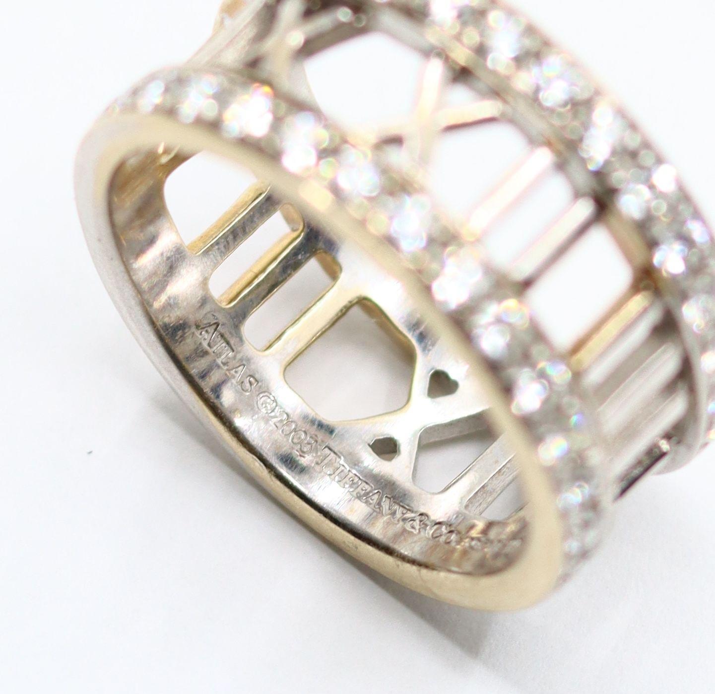 Vintage Tiffany & Co 18K White Gold Diamonds Open Atlas Ring For Sale 1