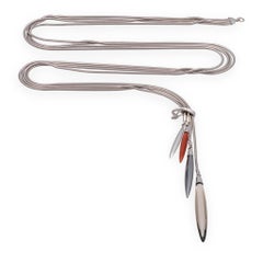 Vintage Tiffany & Co. 18K White Gold Multi Feather Lariat Necklace Ca. 2000's