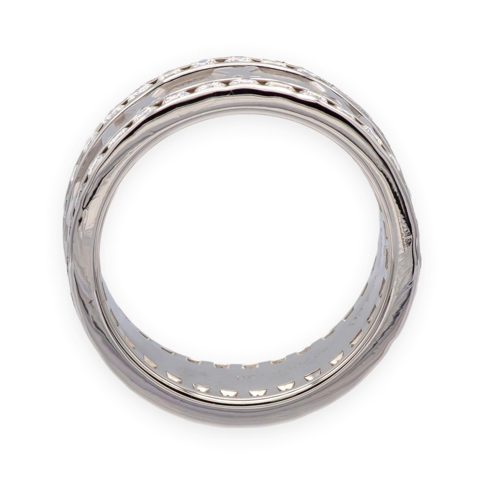 Taglio brillante Vintage Tiffany & Co. 18K White Gold Wide Atlas 1.53 ct Diamond Ring 8.4mm Sz 6 in vendita
