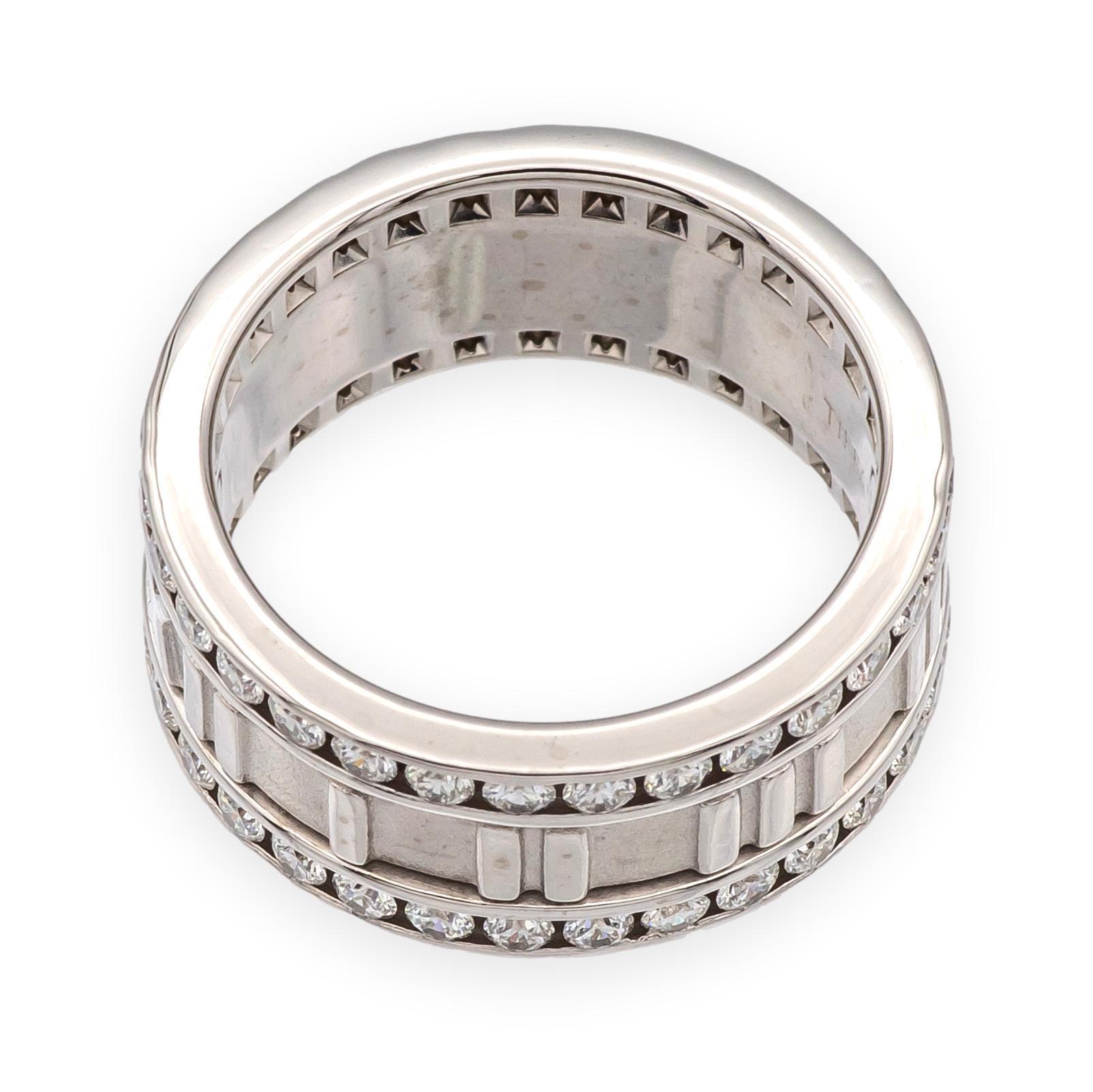 Vintage Tiffany & Co. 18K White Gold Wide Atlas 1.53 ct Diamond Ring 8.4mm Sz 6 In condizioni buone in vendita a New York, NY