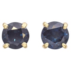 Vintage Tiffany & Co. 18k Yellow Gold 0.50tcw Sapphire Stud Earrings