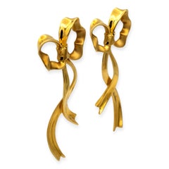 Vintage Tiffany & Co. 18K Yellow Gold 1985 Ribbon Bow Earrings