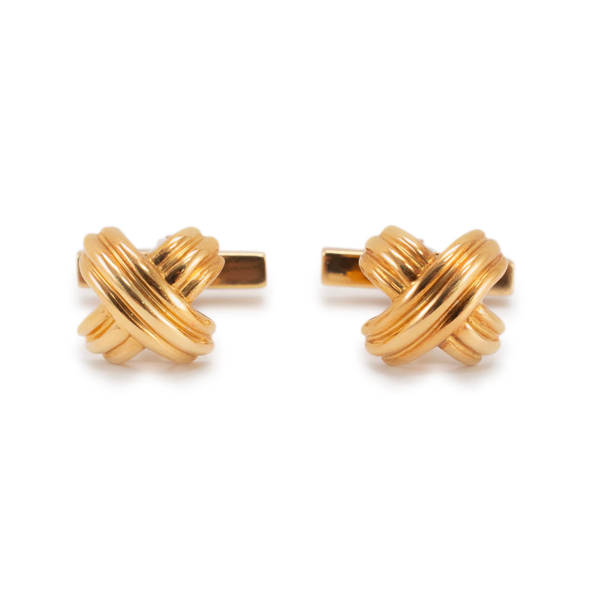 Vintage Tiffany & Co. 18K Yellow Gold 1992 Collection Signature X Cufflinks
