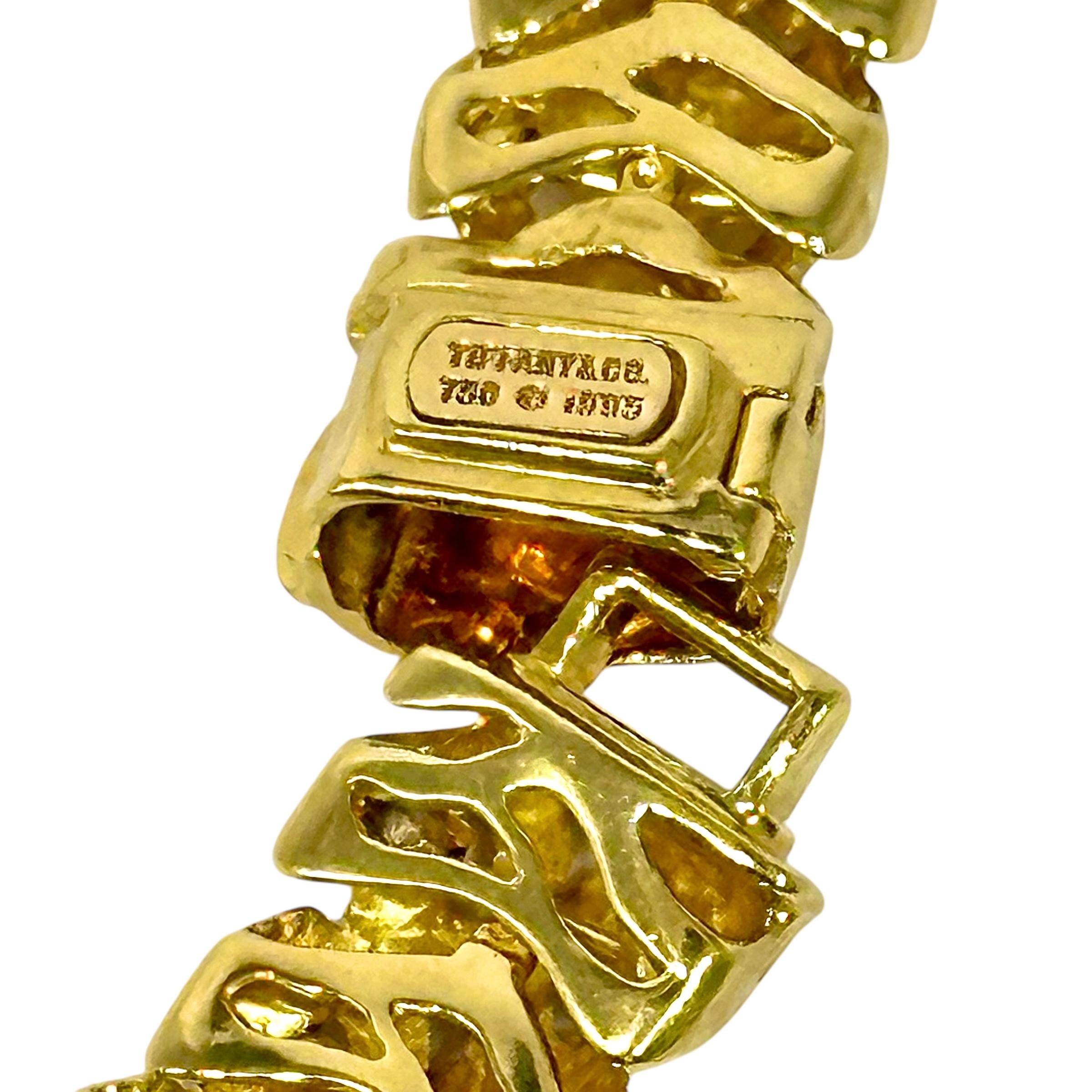 Modern Vintage Tiffany & Co. 18K Yellow Gold and Diamond Vannerie Necklace For Sale