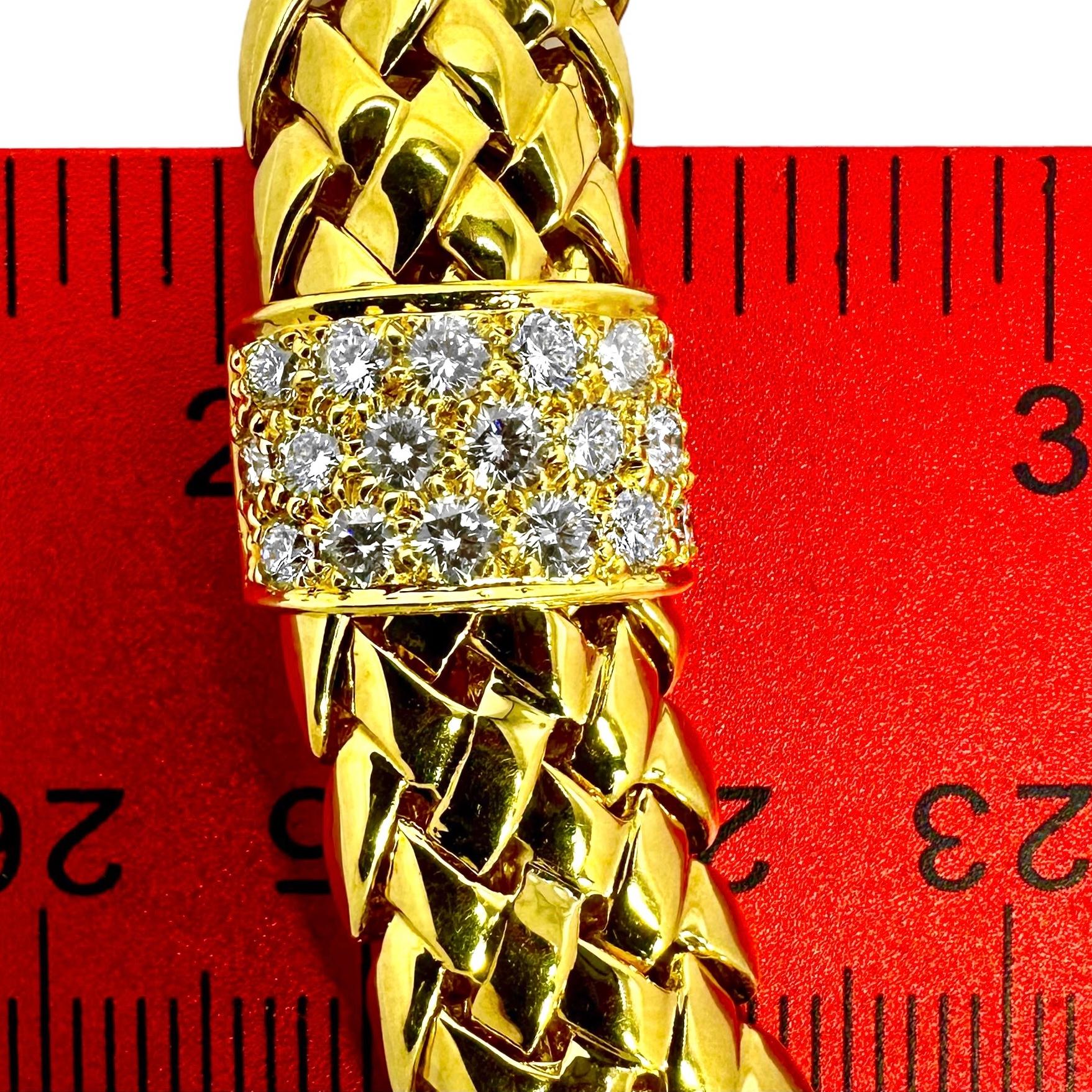 Vintage Tiffany & Co. 18K Yellow Gold and Diamond Vannerie Necklace For Sale 1