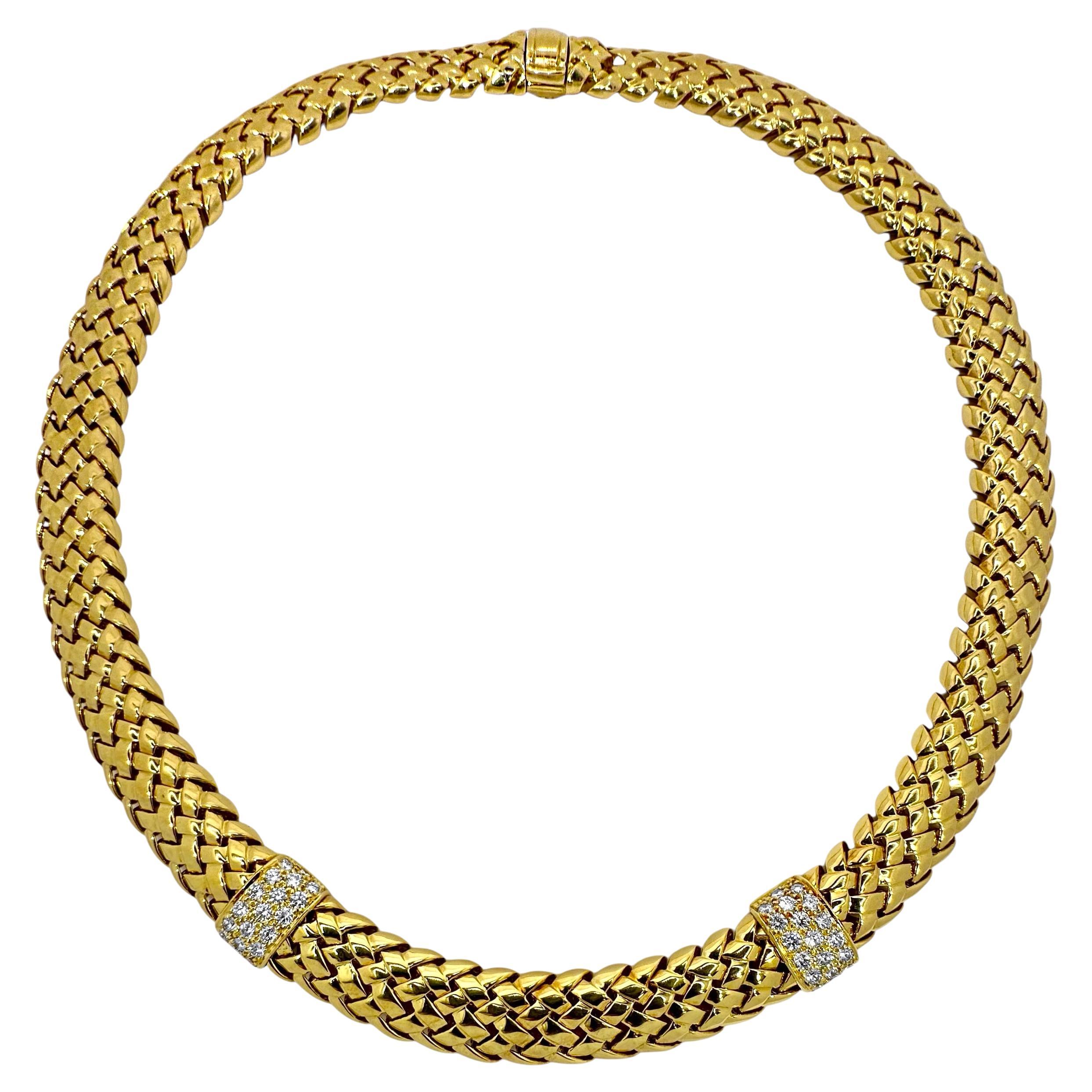 Vintage Tiffany & Co. 18K Yellow Gold and Diamond Vannerie Necklace