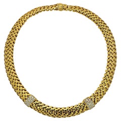 Vintage Tiffany & Co. 18K Yellow Gold and Diamond Vannerie Necklace