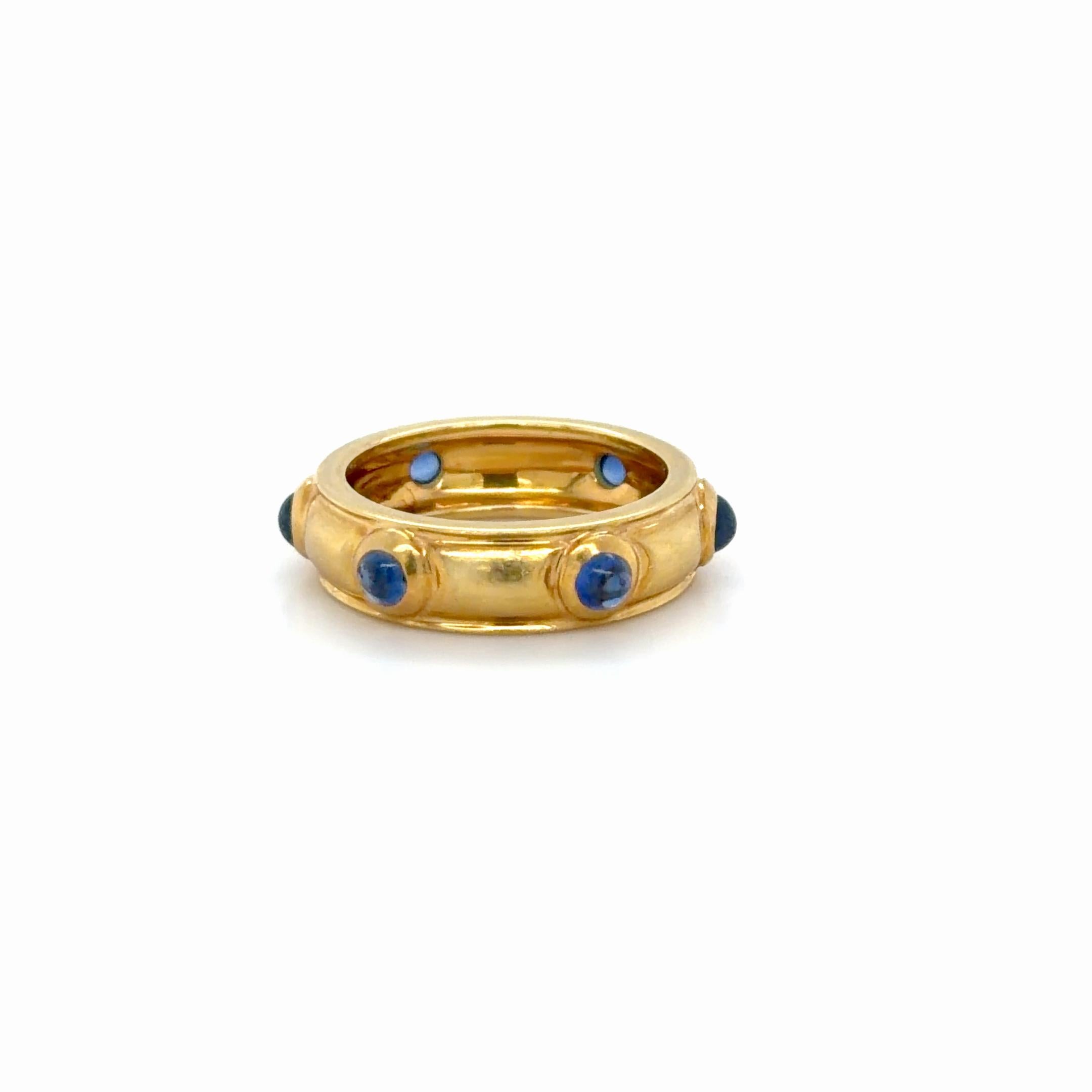 Moderno Vintage Tiffany & Co., anello in oro giallo 18 carati e zaffiro in vendita