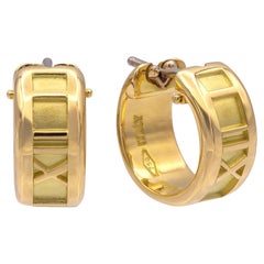 Vintage Tiffany & Co. 18K Yellow Gold Atlas Small Hoop Earrings .5 Inch (1995)