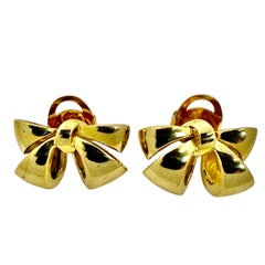 Vintage Tiffany & Co. 18K Yellow Gold Bow Motif Earrings
