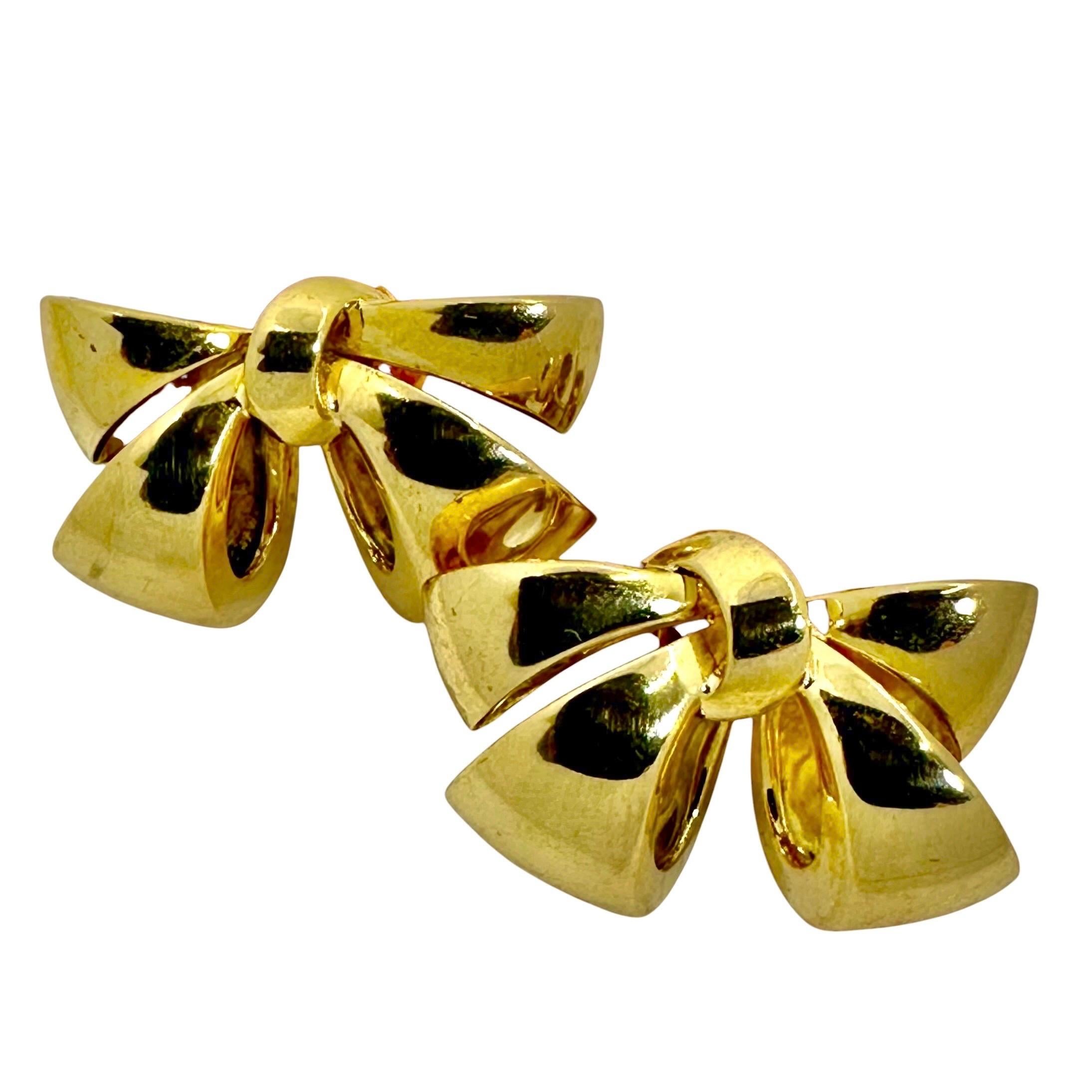Vintage Tiffany & Co. 18K Yellow Gold Bow Motif Earrings