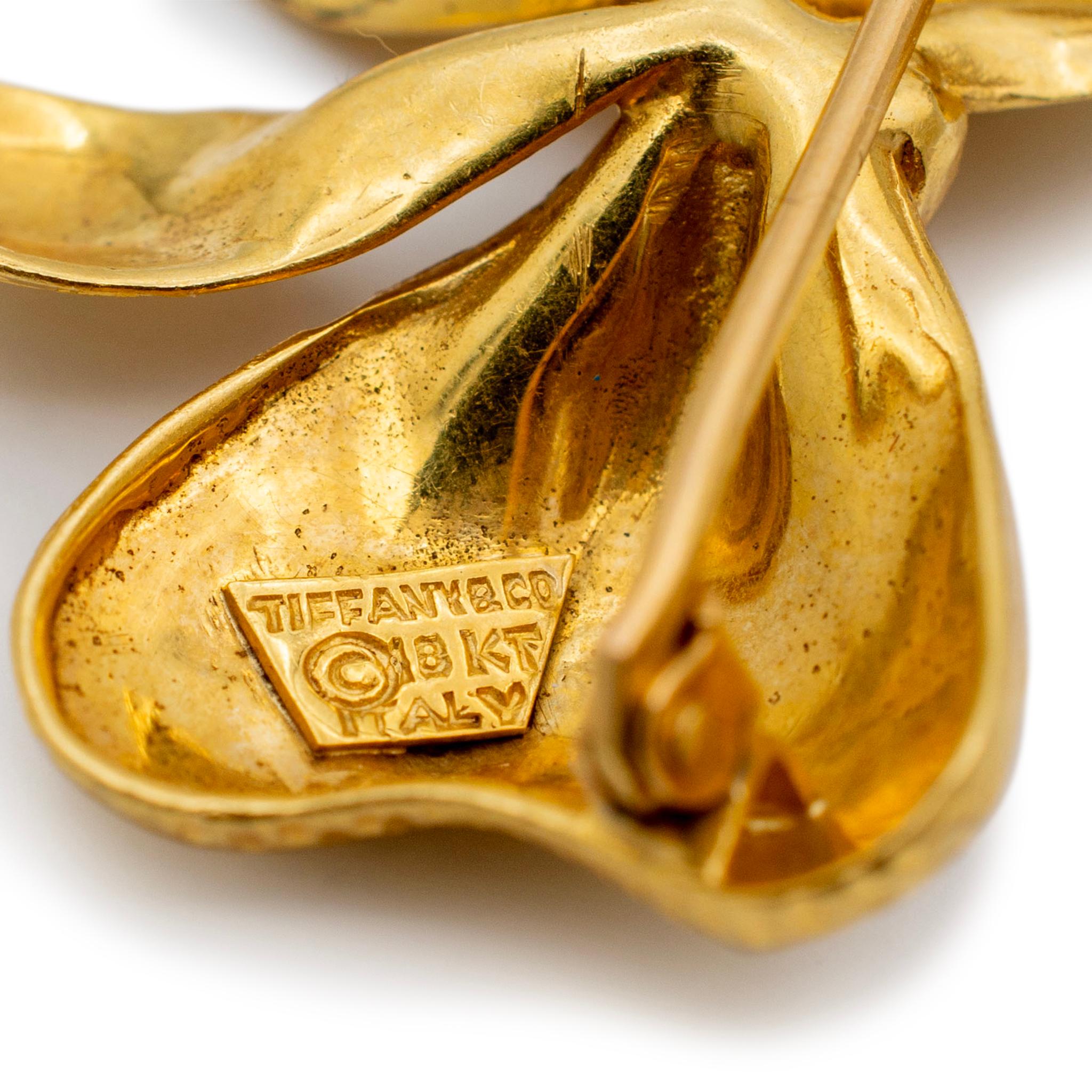 Vintage Tiffany & Co. 18K Yellow Gold Bow Pin Brooch 1